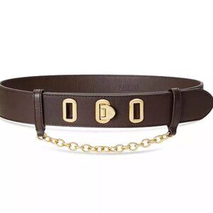 LAUREN Ralph Lauren Flip-Lock Leather Chain Belt Brown/Chester/Gold SIZE: XL